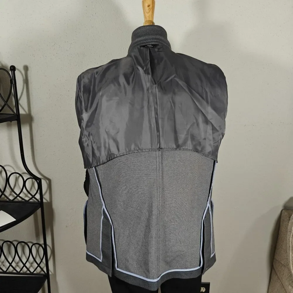 Haggar Men's In Motion Knitted Blazer Slim Fit Gray Poly Blend Size 46L‎